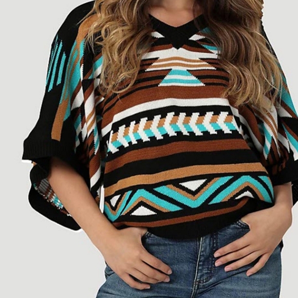 Wrangler Western Cowgirl S/M Womens Retro Poncho Knit Sweater (#230)(C) - Picture 1 of 8